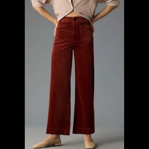 Anthropologie The Colette Cropped Wide-Leg Corduroy Pants by Maeve